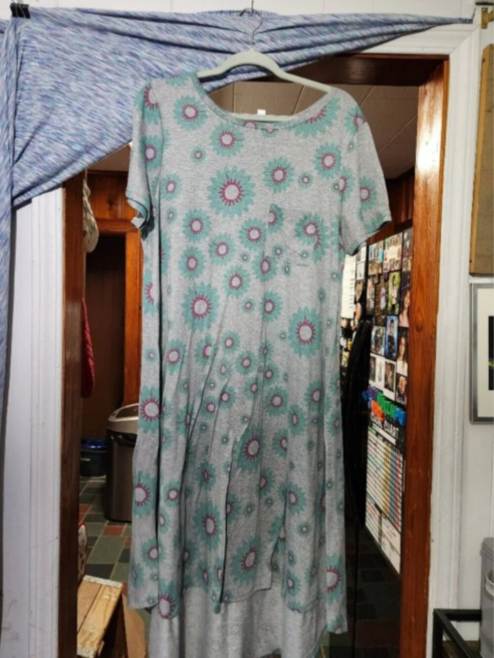 LuLaRoe Carly Dress XL Floral Swing Dress High Low Short Sleeve
